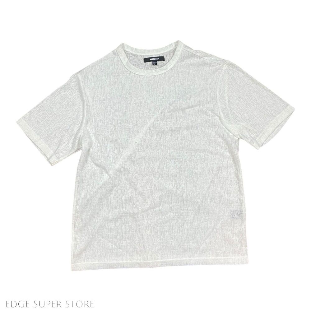 Fashion Nova Men Tan White Textured Crew Neck Short Sleeve Tshirt Size Small